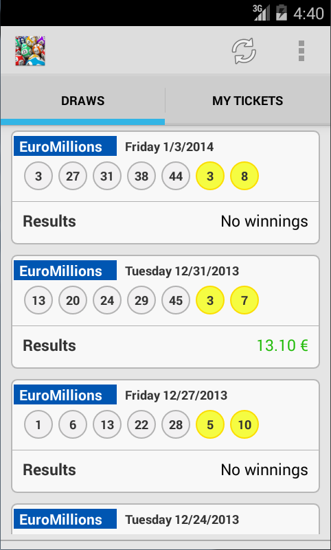 Android application EuroMillions - Lotto screenshort