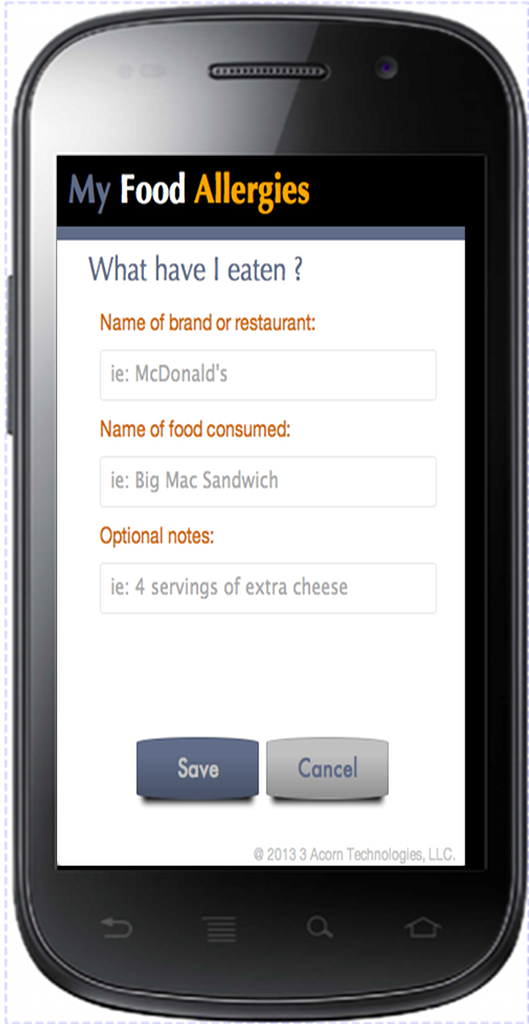 My Food Allergies Screen 2