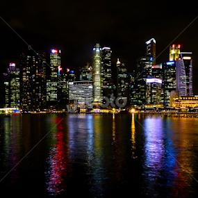 Singapore Night Skyline by Alan Chew - City,  Street & Park Night