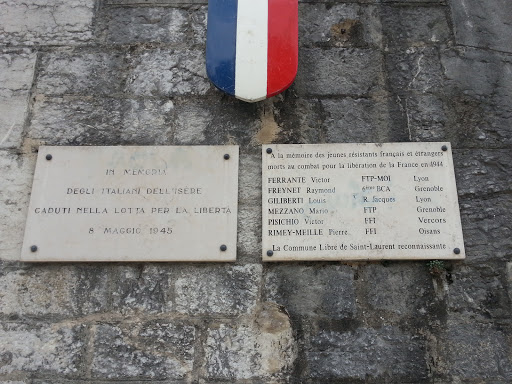 Plaque Commémorative Des Résistant De Grenoble