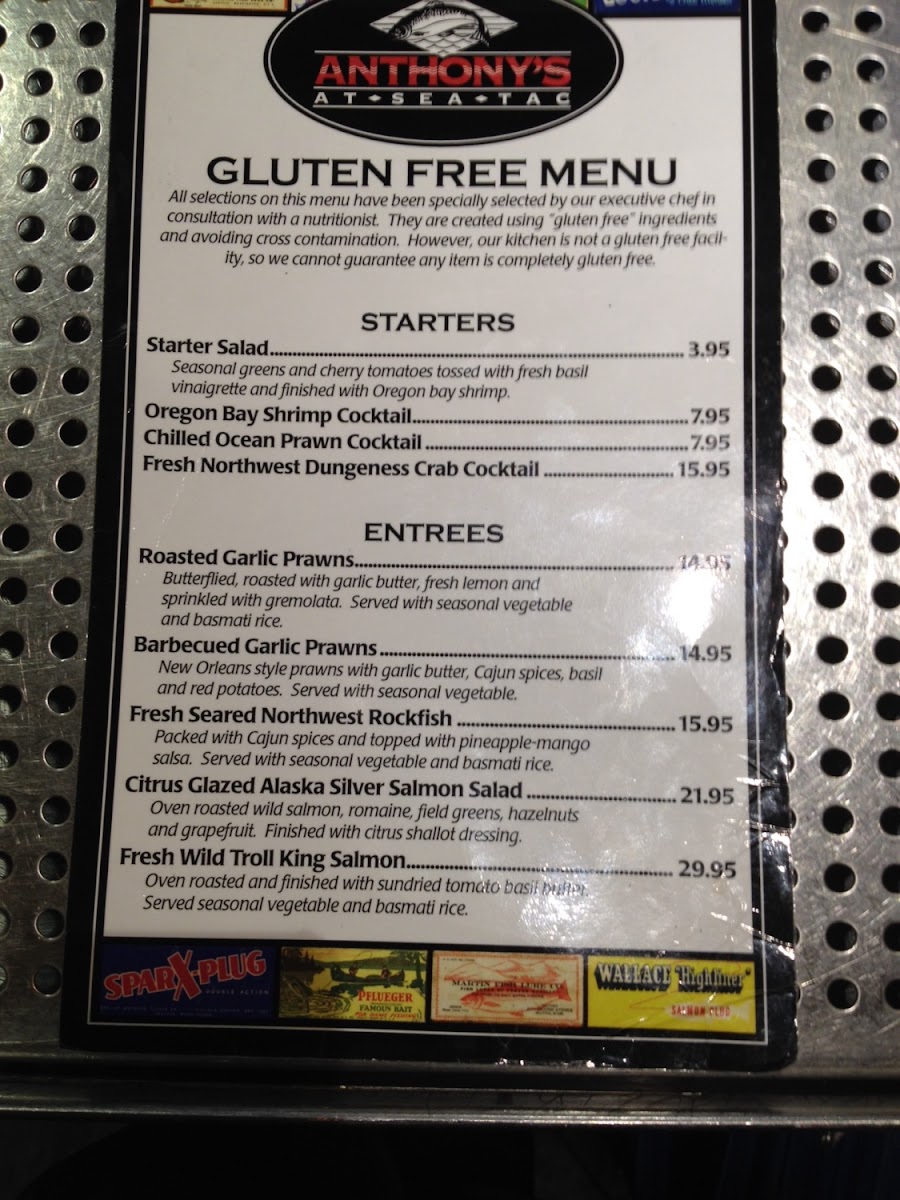 Gluten-Free at Anthony's Restaurant and Fish Bar