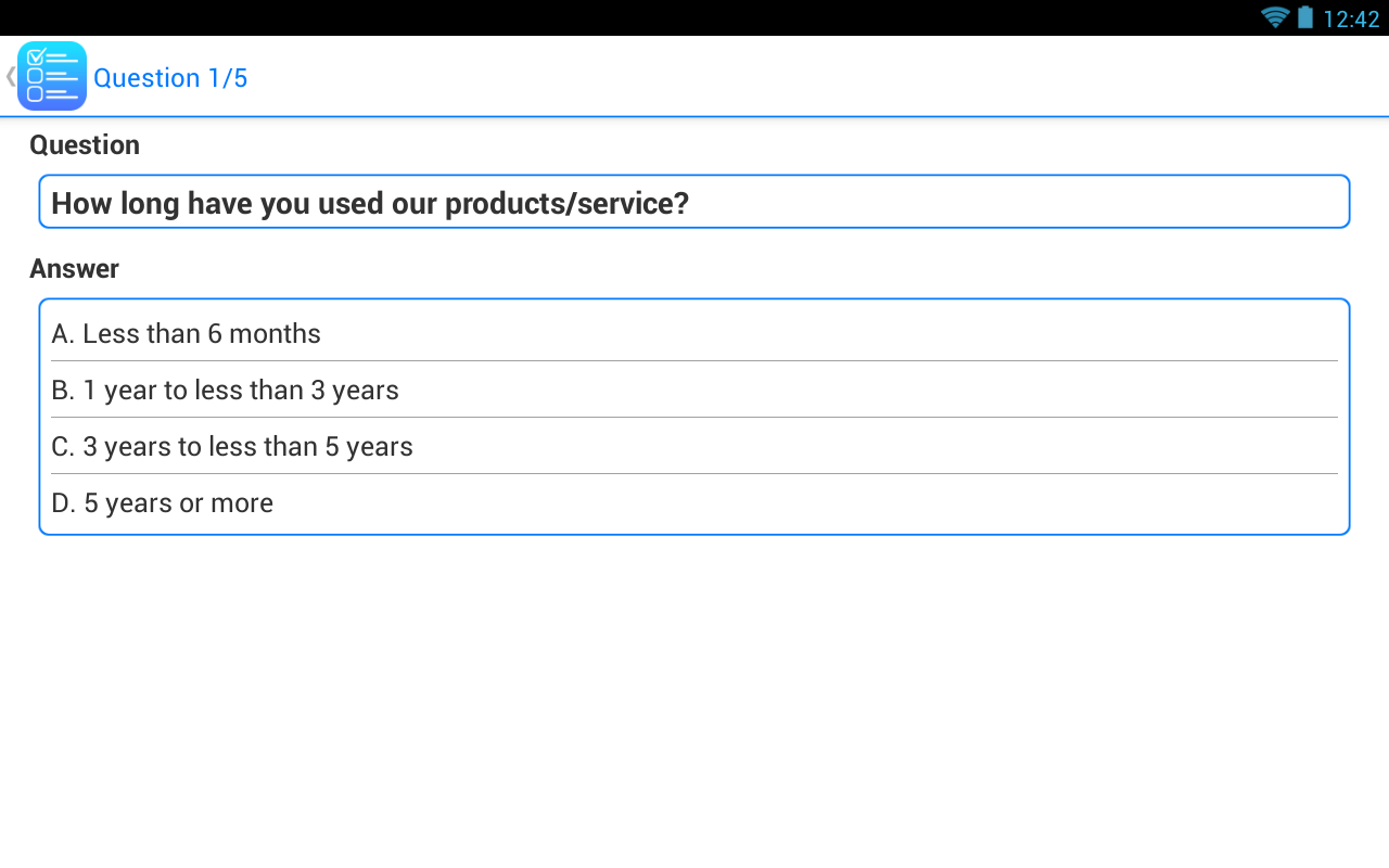   Survey App Lite (ekrano kopija) 
