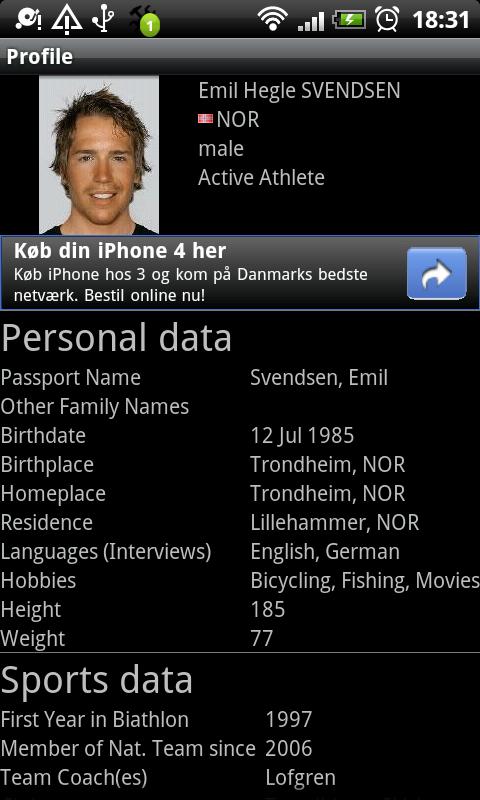   Biathlon sports – snímek obrazovky 