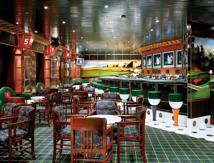 You can follow your favorite teams on the big-screen TV at On the Green, Carnival Glory's sports bar.