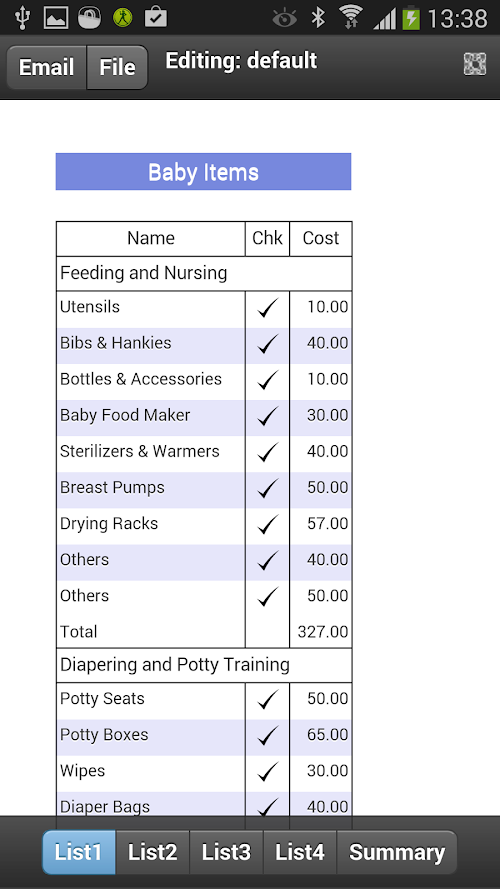 Android application Baby Shopping Lists screenshort