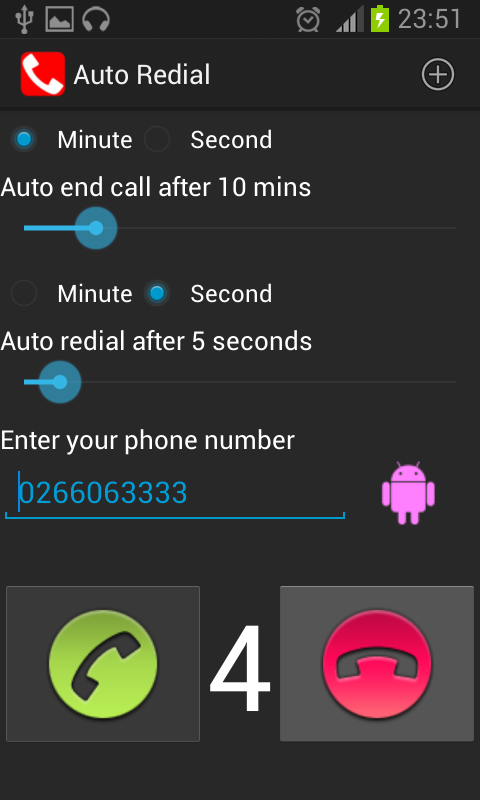 Auto Redial | call timer - screenshot