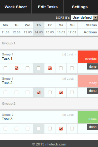 Week Sheet Task Manager