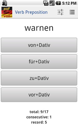 German Verb Prepositions Quiz