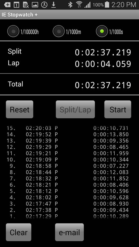 Android application IE Stopwatch + screenshort