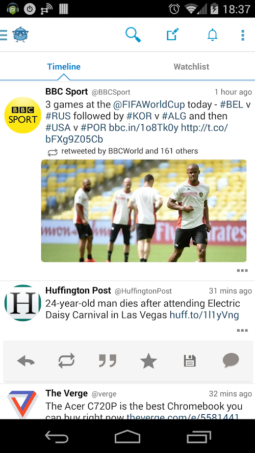 Android application Tweetr+ PRO for Twitter screenshort