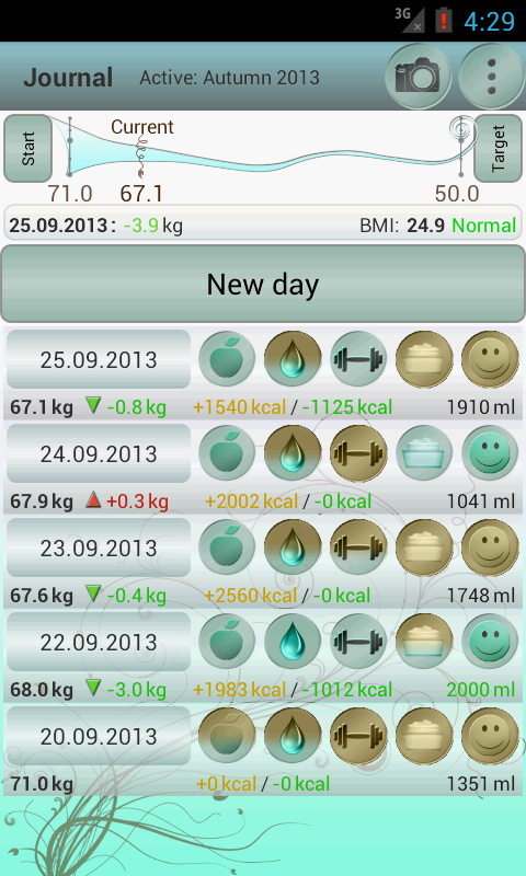 Android application Slim Plan Pro screenshort