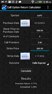 Call Option Return Calculator