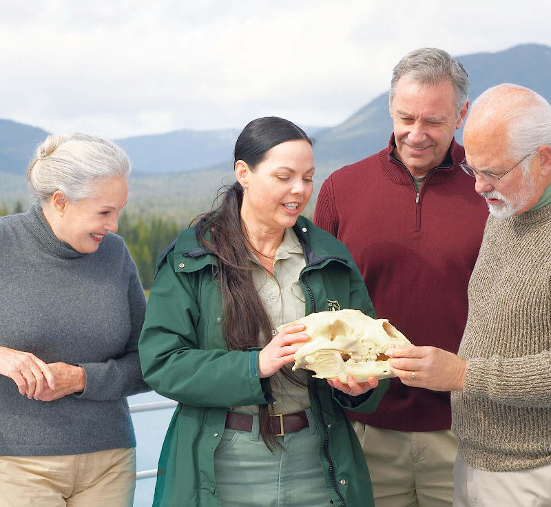 Here's a shot of a Princess Cruises guide and guests on a cool, but not frigid, afternoon on a Princess sailing.