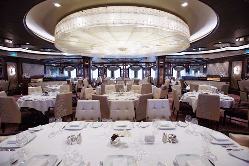 Inside The Grande restaurant on Quantum of the Seas. Dress is formal, price is included with your cruise fare.