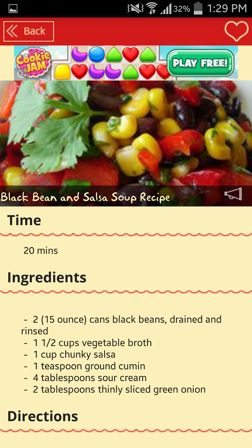 Healthy Recipes Screen 2