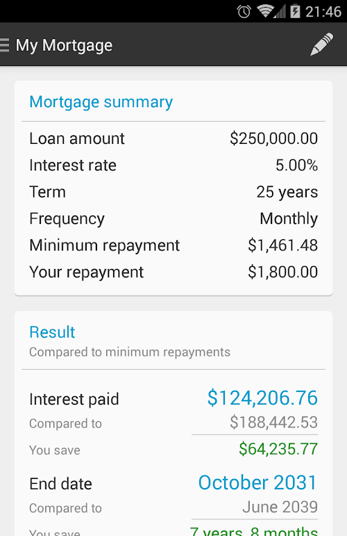 Android application Mortgage Calculator Pro screenshot