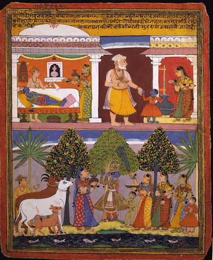 Scenes from the Childhood Krishna, from a Sur Sagar Manuscript