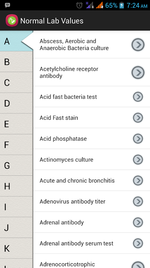   Normal Lab Values- screenshot  