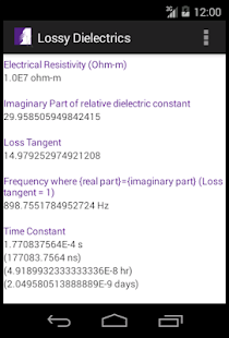 Lossy Dielectrics Calculator Screenshots 1