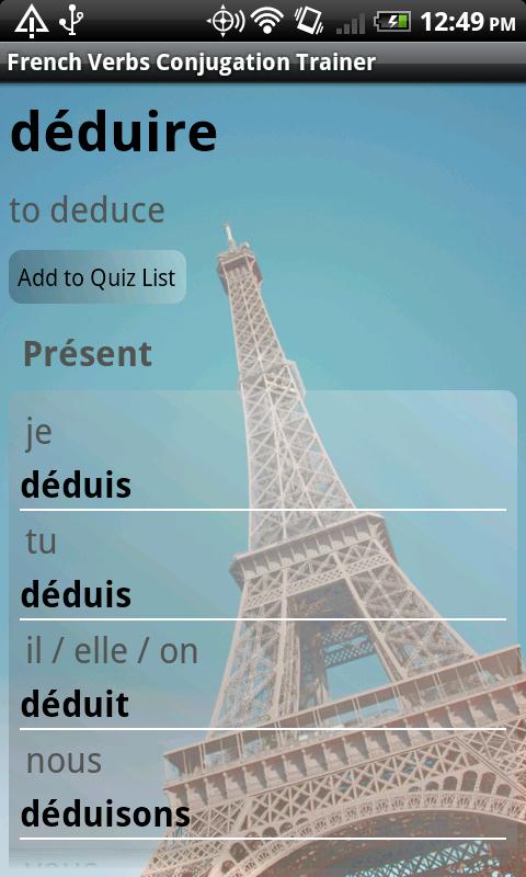 French Verbs Conjugation Screen 2