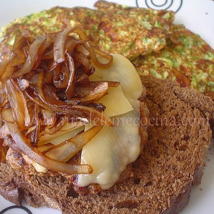 OpenFace Hamburgers with Caramelized Onions and Balsamic Vinegar