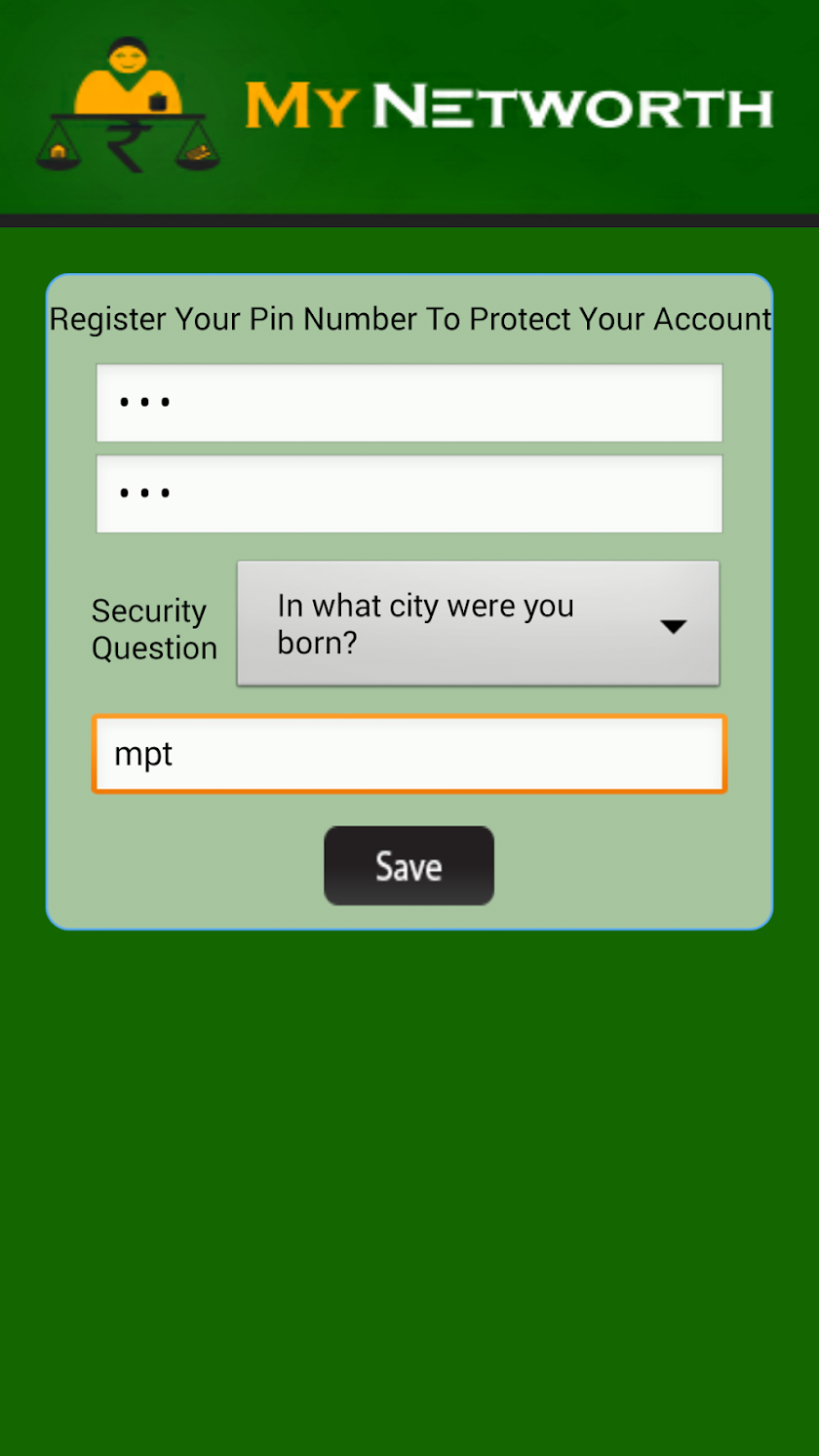 MyNetworth Screen 2