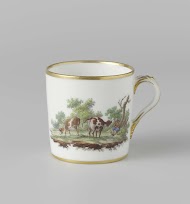 Kop, beschilderd met een landschap met vee