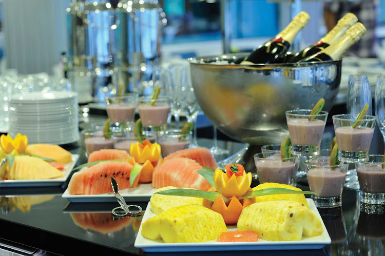Look for fresh fruit appetizers and fine wine in your all-inclusive cruise with Scenic Cruises.  