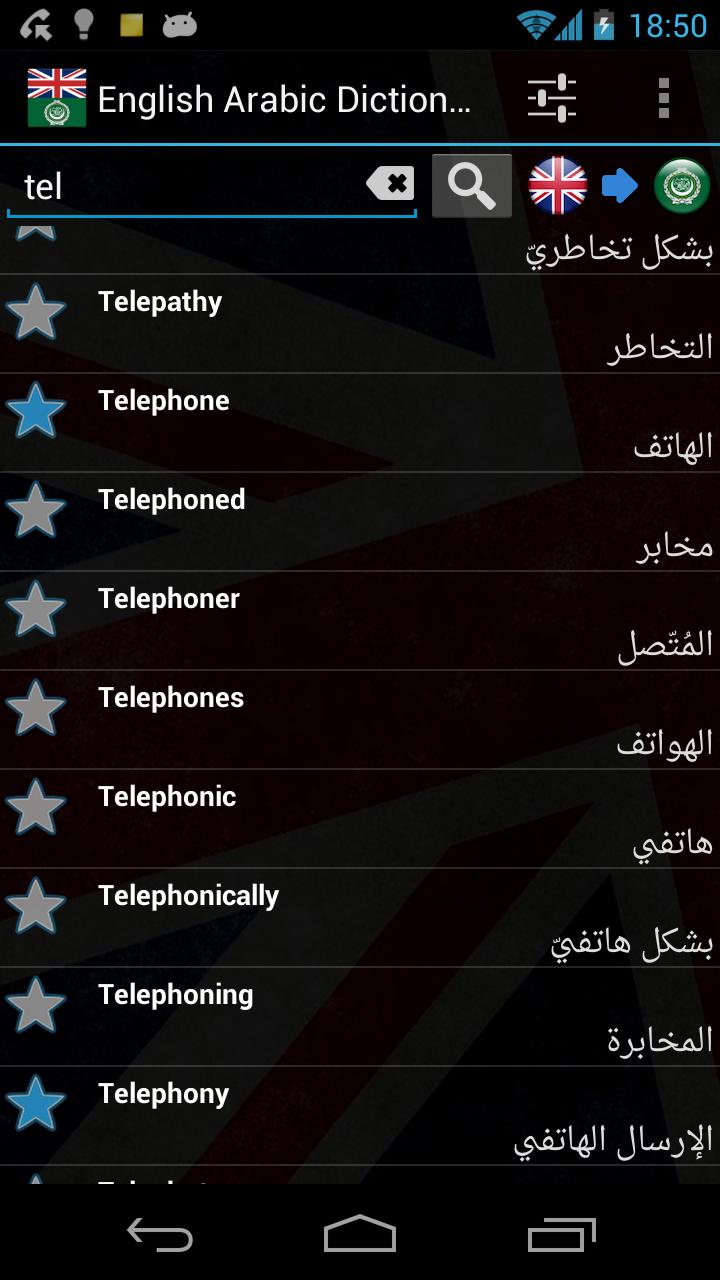 English Arabic Dictionary Screen 2