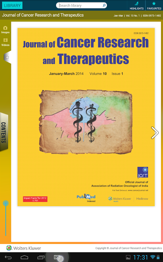   J Can Res Ther(JCRT) – snímka obrazovky 