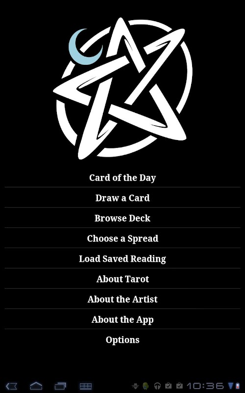 Android application Tarot Trumps of Merlin screenshort