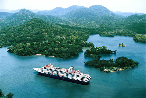 Holland-America-Veendam-Panama-Canal - Holland America's Veendam sails through Panama.