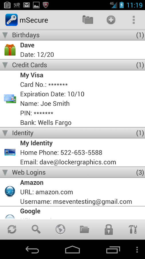 mSecure - Password Manager - screenshot