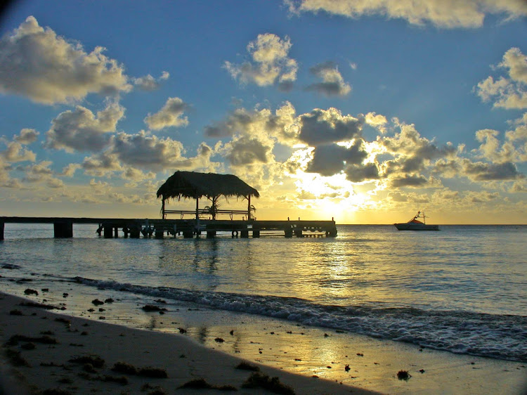 Sunset at Pigeon Point on the western coast of Tobago.