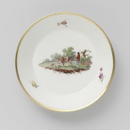 Schotel, beschilderd met een landschap met vee