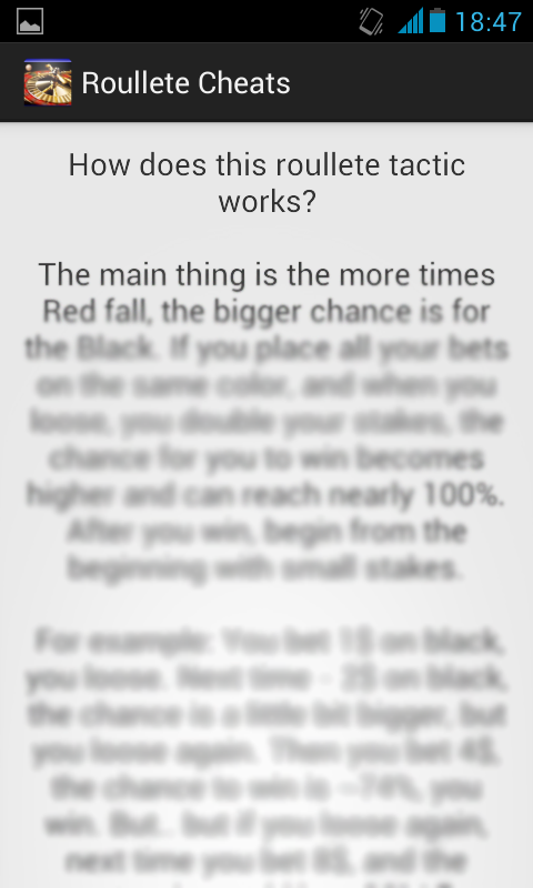 Roulette Cheats Screen 2