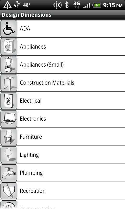 Android application Design Dimensions Pro screenshort