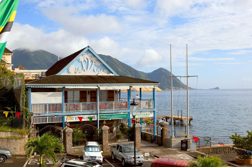 A small shopping center in Roseau, capital and largest city on the island nation of Dominica.