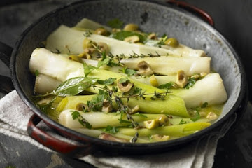 Tender braised leeks