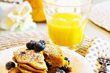 Spiced Pumpkin and Blueberry Pancakes