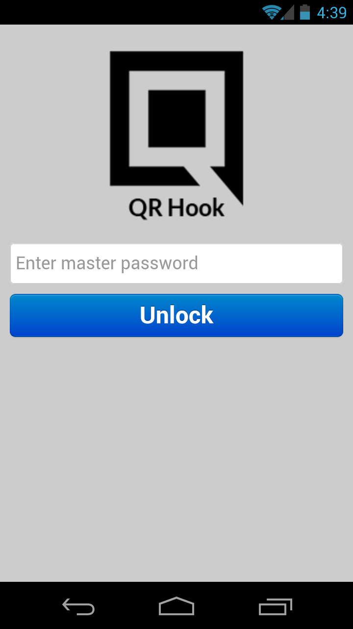 QR Hook Password Manager Screen 1