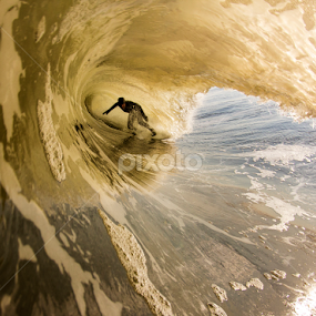 Deep in a golden closeout by Dave Nilsen - Sports & Fitness Surfing