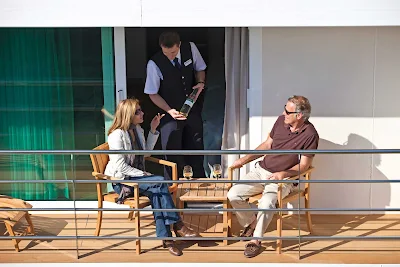 Guests aboard Scenic Cruises can have private conversations while enjoying a glass of wine on the sun deck while enjoying the views. 