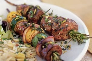 Lamb Brochettes with Mint Gremolata