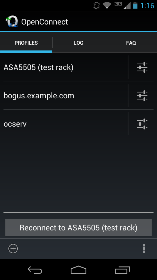 Android application OpenConnect screenshort