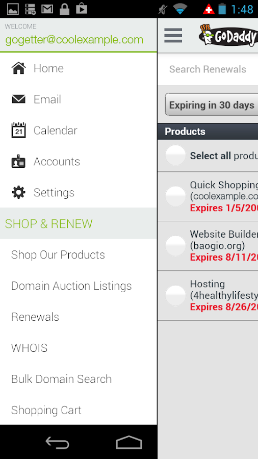 GoDaddy - screenshot