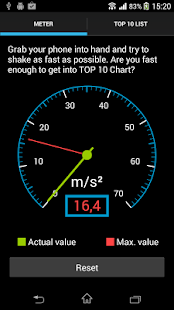 Accelerometer shake meter