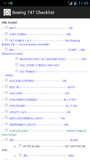 Boeing 747 Checklist