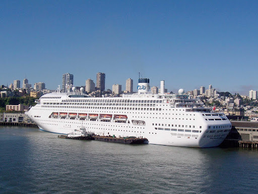 Regal Princess docked during a port visit in San Francisco.