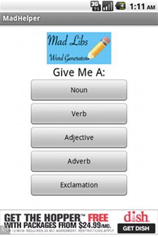 MadLibs Word Generator